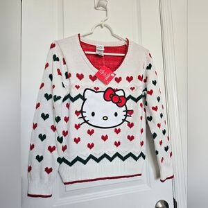 NWT Kids Girls Hello Kitty Heart  Cable Knit Sweater Sz 7/8 & 12 Available
